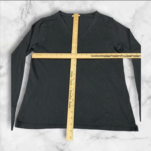 American Giant Premium Slub Tee Womens Large Black V-Neck Long Sleeve Top Preppy - Picture 5 of 16